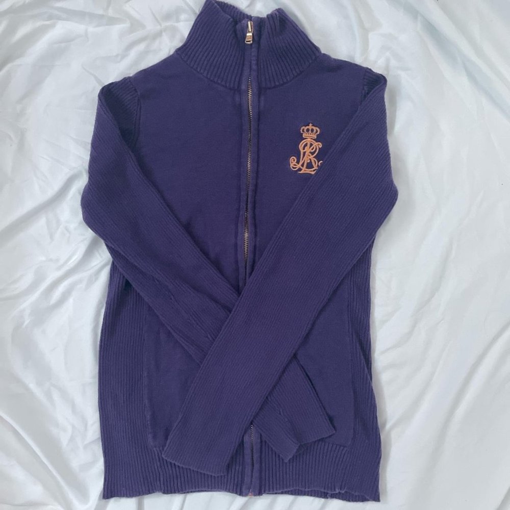 RALPH LAUREN purple jacket with gold zipper